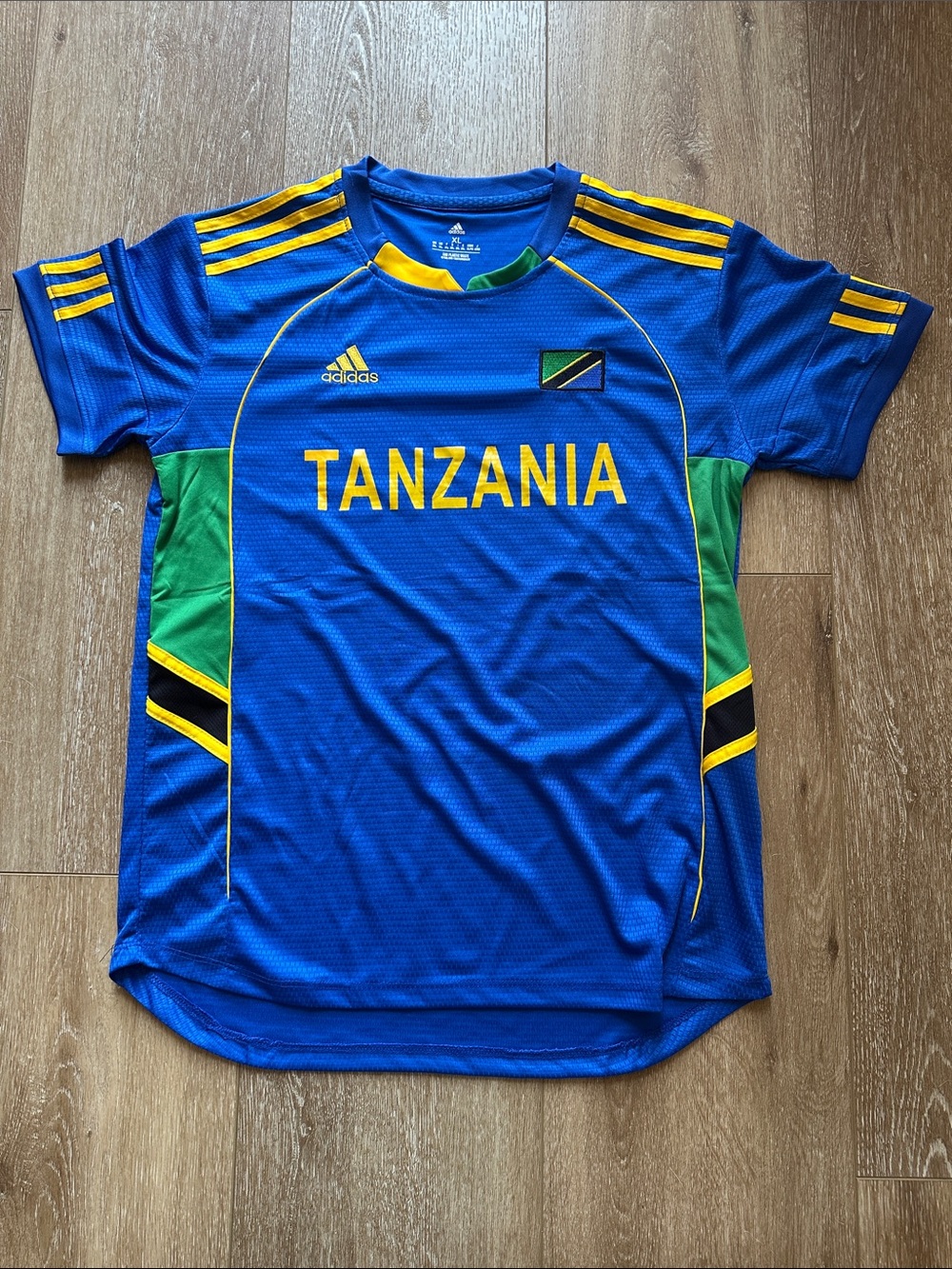 Adidas Tanzania National Team Soccer Jersey Blue Yellow Green Black Men's Sz XL